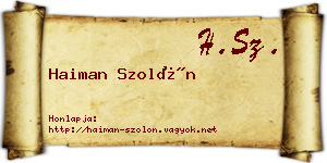 Haiman Szolón névjegykártya
